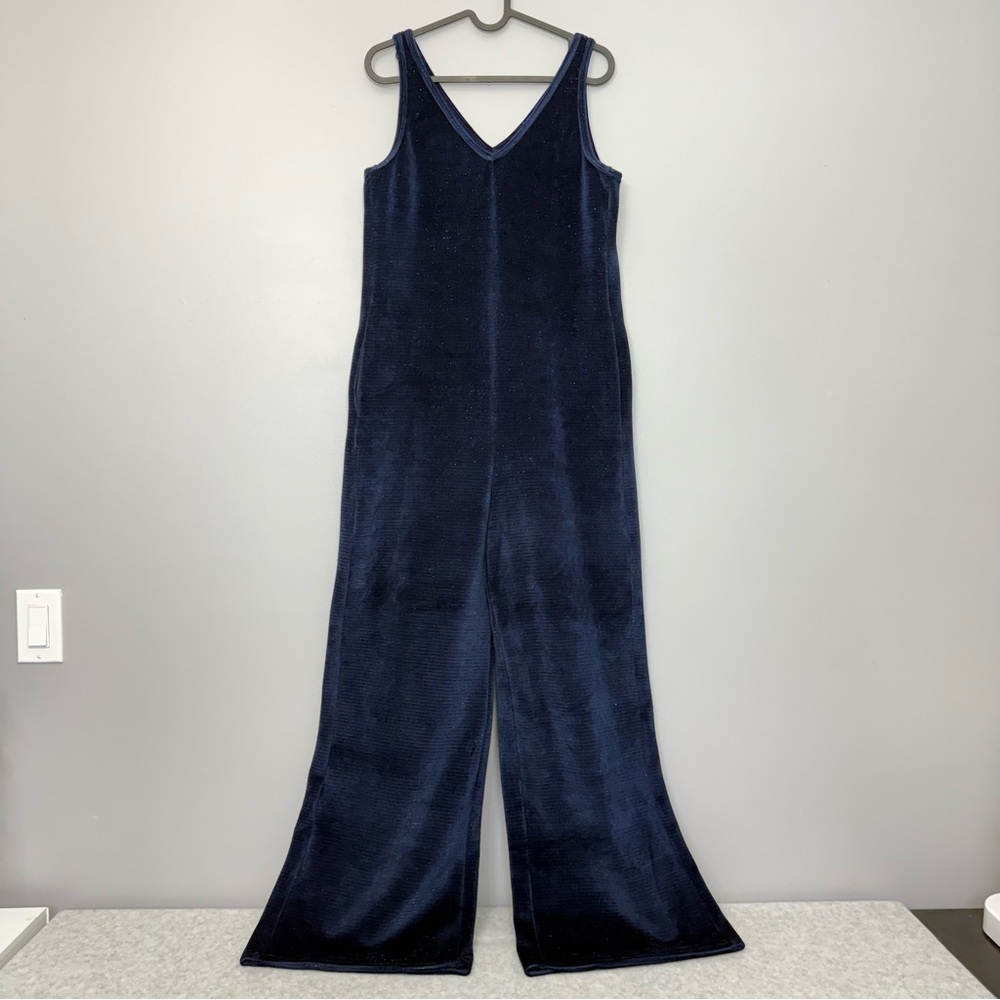 SMASH + TESS Tuesday Wide Leg Velvet Romper in Sparkle Navy size Small - Picture 6 of 14